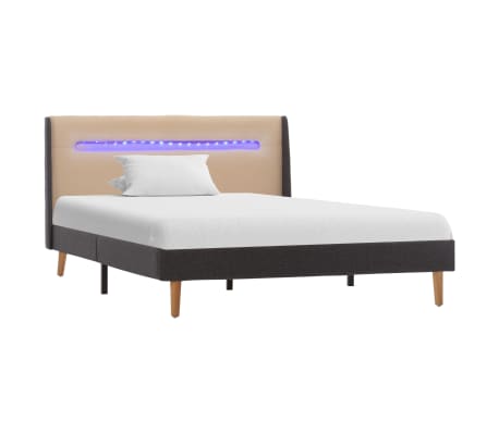 vidaXL Cadru de pat cu LED, crem, 120x200 cm, material textil