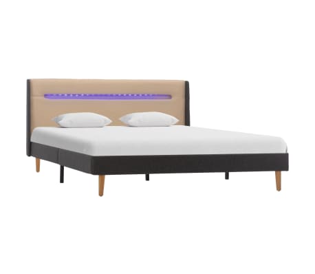 vidaXL Cadre de lit avec LED Crème Tissu 140 x 200 cm