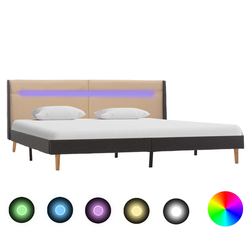 vidaXL Cadru de pat cu LED, crem, 180 x 200 cm, material textil vidaXL imagine model 2022