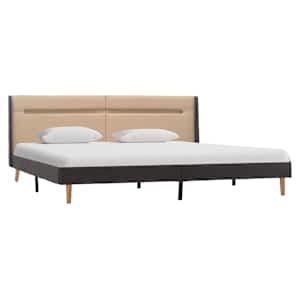 vidaXL Lovos rėmas su LED, kreminės spalvos, 180x200cm, audinys