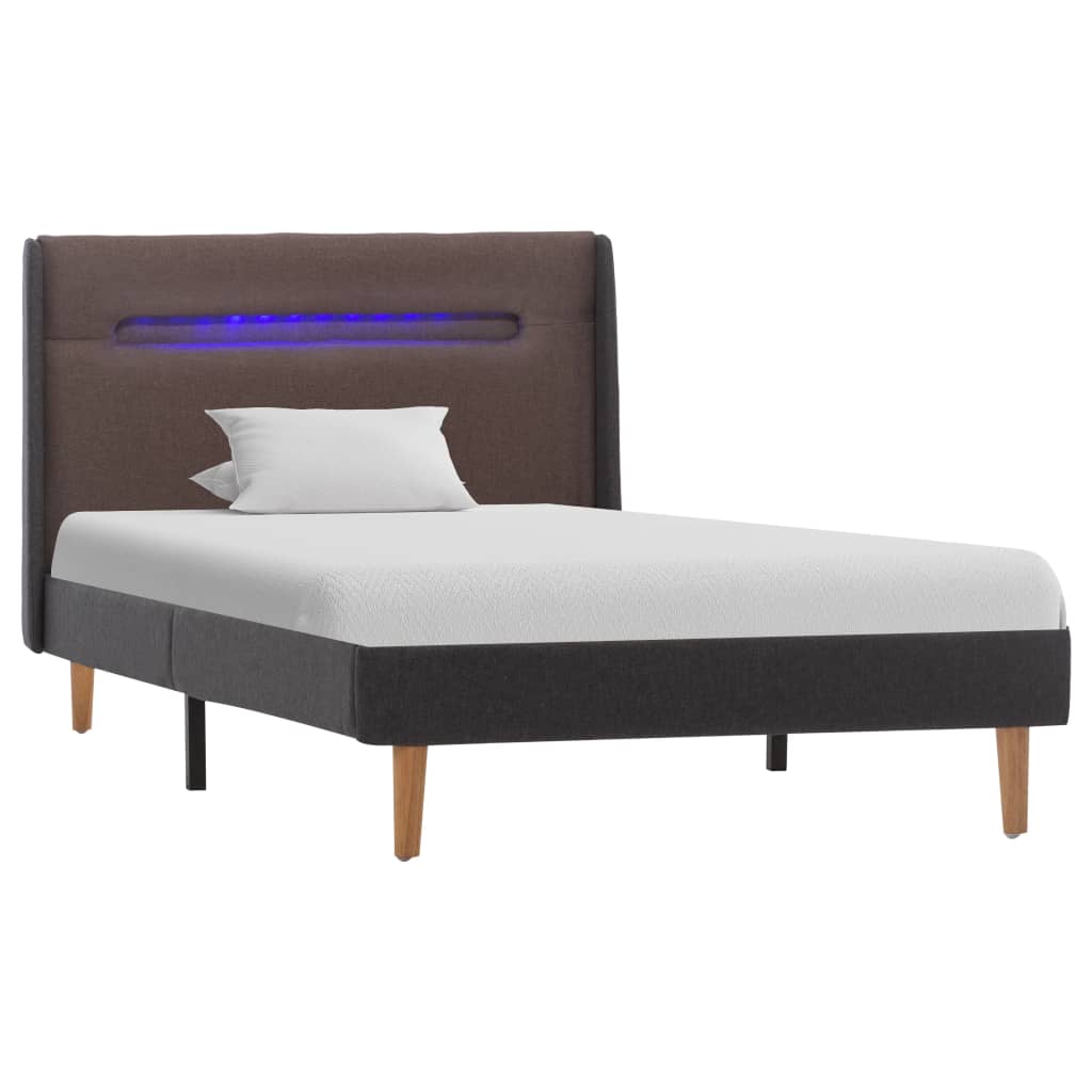 

vidaXL Bedframe met LED stof taupe 90x200 cm