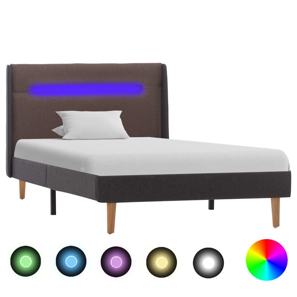 vidaXL Πλαίσιο Κρεβατιού με LED Χρώμα Taupe 100 x 200 εκ. Υφασμάτινο