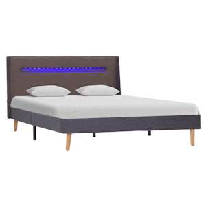 vidaXL Lovos rėmas su LED, taupe spalvos, 120x200cm, audinys