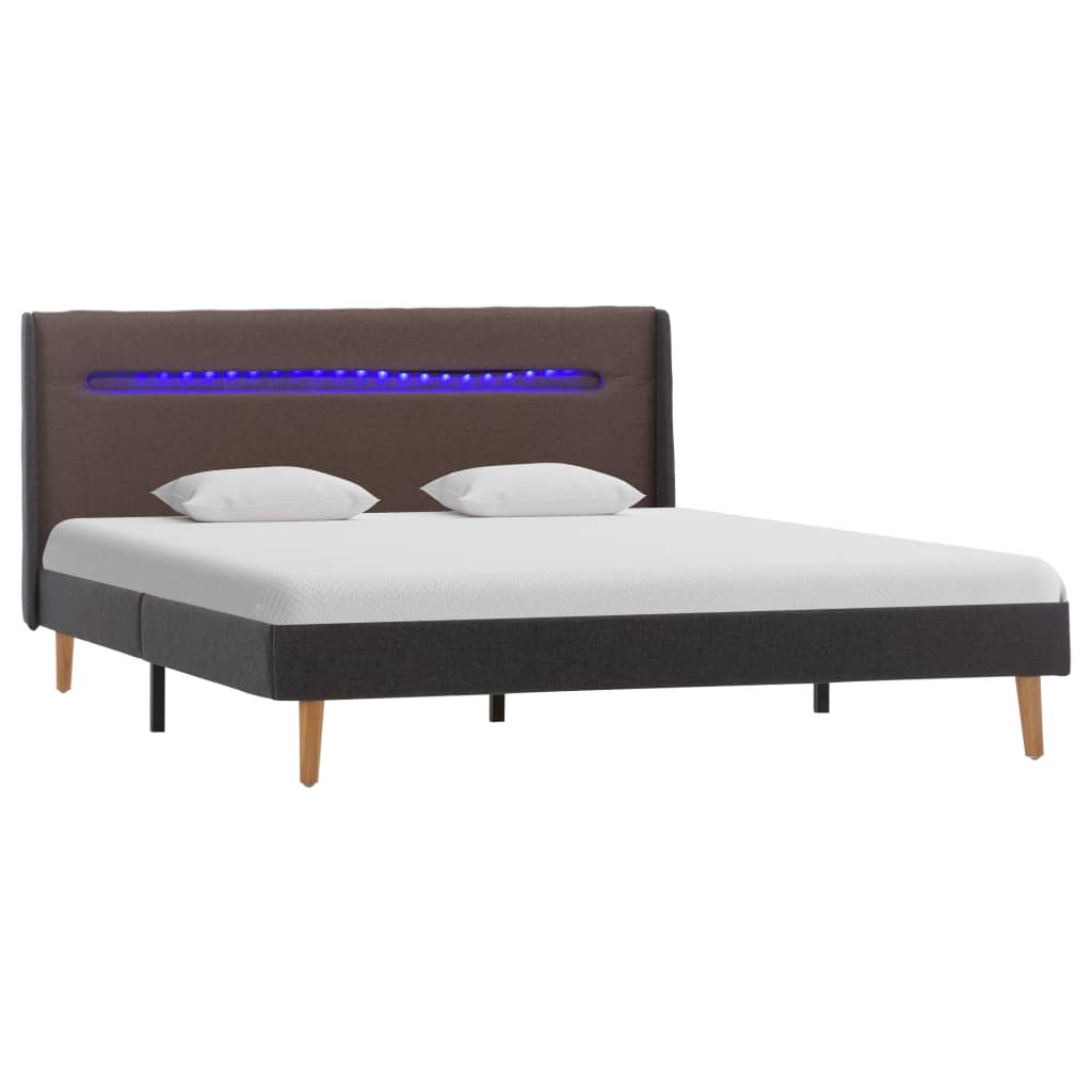 vidaXL Bedframe met LED stof taupe 140x200 cm