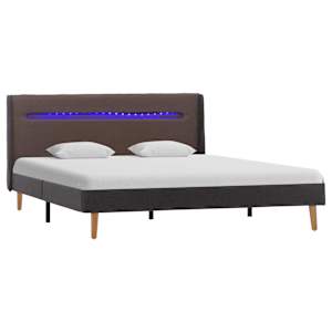 vidaXL Lovos rėmas su LED, taupe spalvos, 140x200cm, audinys