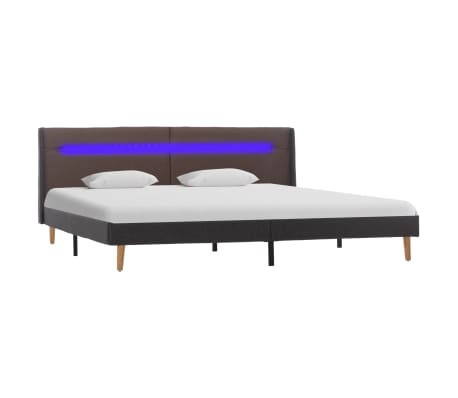 vidaXL sengestel med LED 180 x 200 cm stof gråbrun