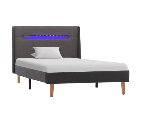 vidaXL Bedframe met LED stof grijs 90x200 cm