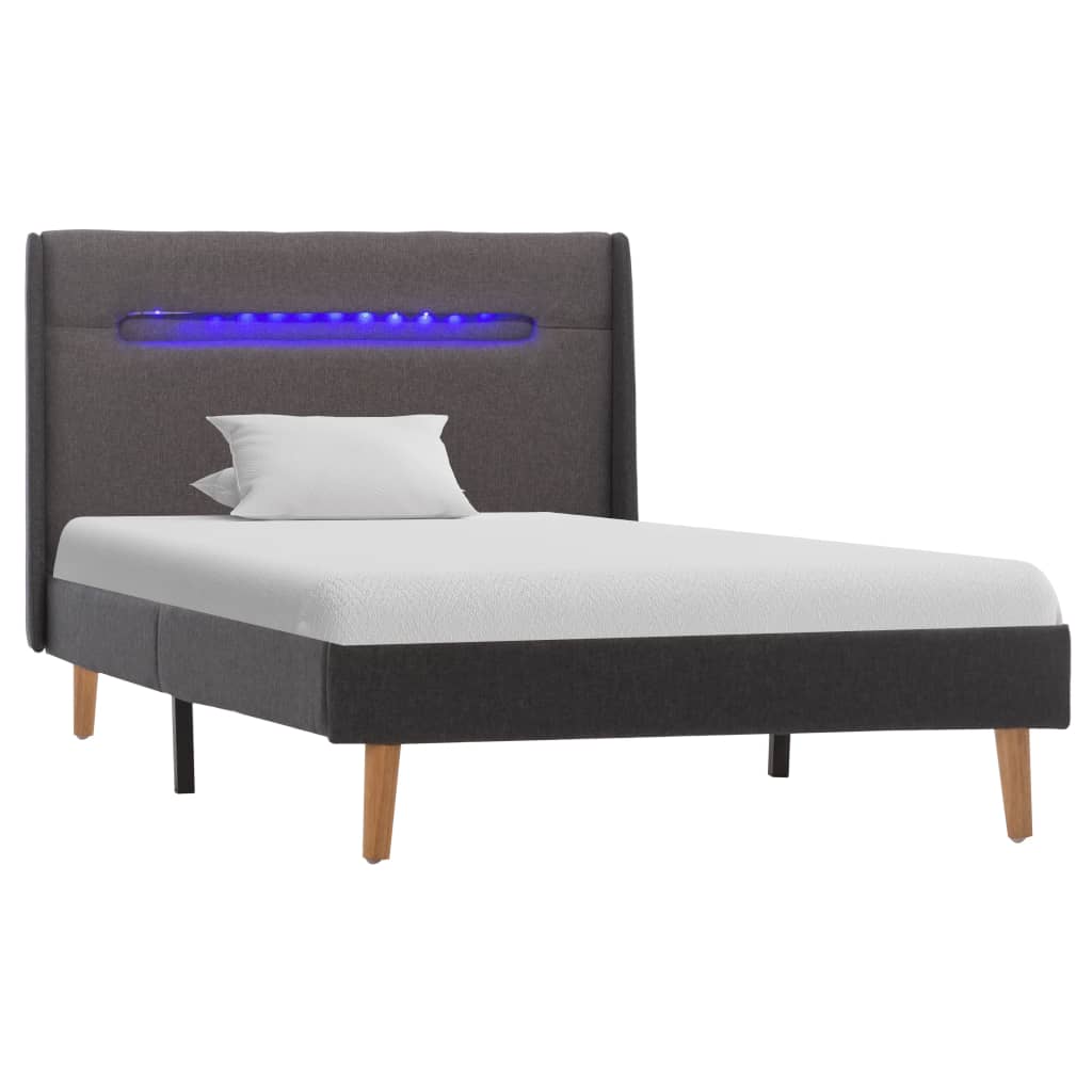 

vidaXL Bedframe met LED stof grijs 100x200 cm