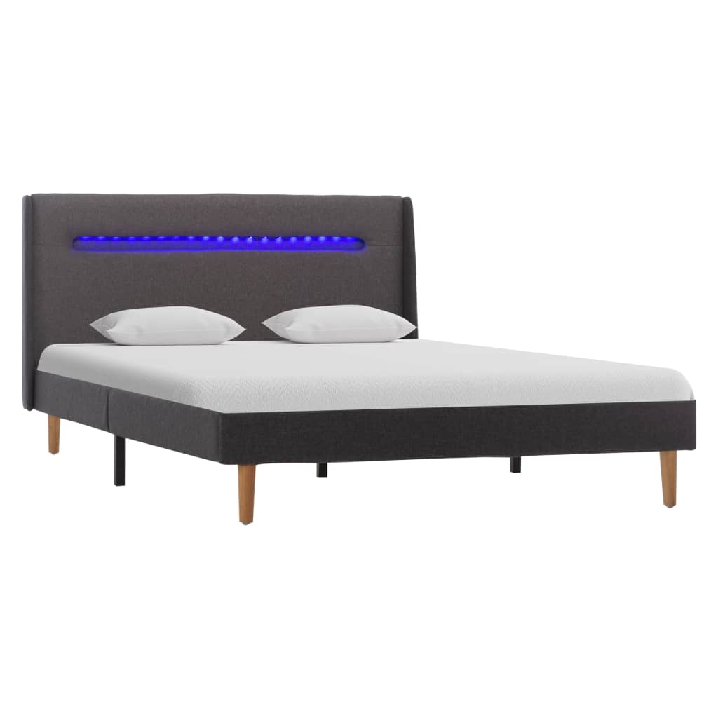 

vidaXL Bedframe met LED stof grijs 120x200 cm