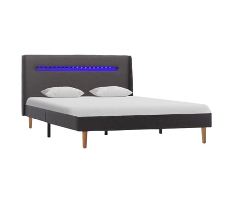 vidaXL gultas rāmis ar LED, pelēks audums, 120x200 cm