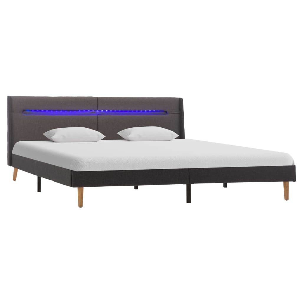 

vidaXL Bedframe met LED stof grijs 160x200 cm