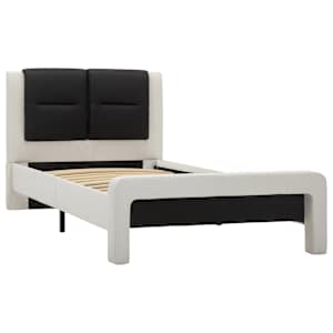 vidaXL Lovos rėmas, baltos ir juodos spalvos, 100x200cm, dirbtinė oda