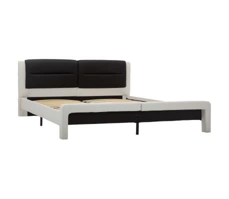 vidaXL Estructura de cama cuero sintético blanco y negro 120x200 cm