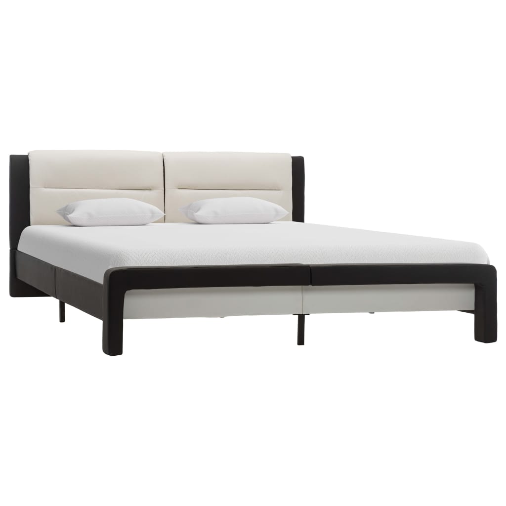 vidaXL Cadru de pat, negru și alb, 140 x 200 cm, piele ecologică Mobila Laguna imagine noua