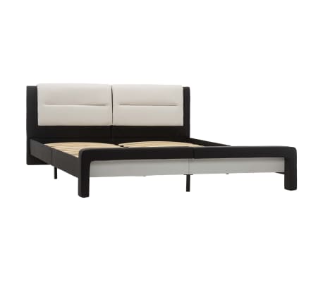 vidaXL Estructura de cama cuero sintético negro y blanco 140x200 cm