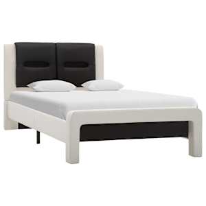 vidaXL Lovos rėmas su LED, baltas ir juodas, 90x200cm, dirbtinė oda