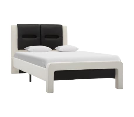 vidaXL Cadre de lit avec LED Blanc et noir Similicuir 100x200 cm
