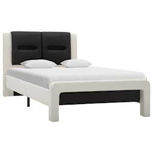 vidaXL Lovos rėmas su LED, baltas ir juodas, 100x200cm, dirbtinė oda