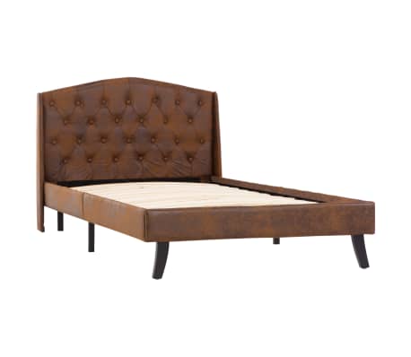 vidaXL Lovos rėmas, rudos spalvos, 90x200cm, dirbtinė versta oda