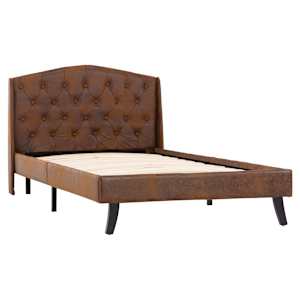 vidaXL Lovos rėmas, rudos spalvos, 90x200cm, dirbtinė versta oda