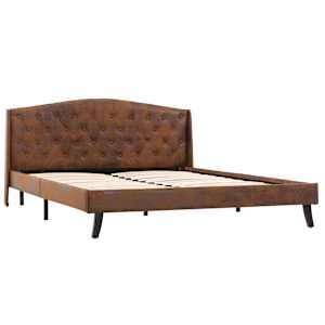 vidaXL Lovos rėmas, rudos spalvos, 140x200cm, dirbtinė versta oda