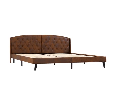 vidaXL Lovos rėmas, rudos spalvos, 180x200cm, dirbtinė versta oda