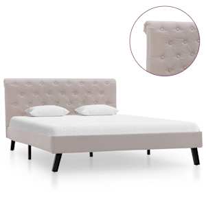 vidaXL Lovos rėmas, šviesaus lino spalvos, 120x200cm, audinys