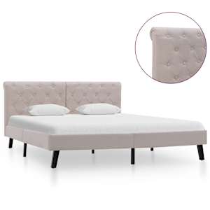 vidaXL Lovos rėmas, šviesaus lino spalvos, 140x200cm, audinys