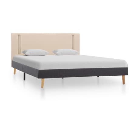 vidaXL Bedframe met LED stof crèmekleurig en donkergrijs 140x200 cm