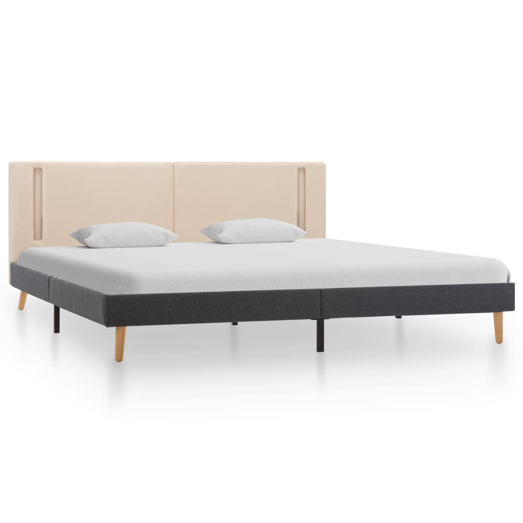 

vidaXL Bedframe met LED stof crèmekleurig en donkergrijs 180x200 cm