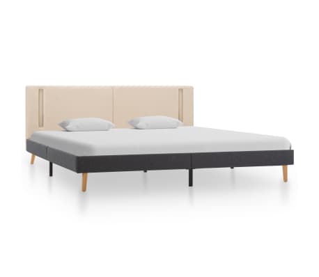 vidaXL Cadre de lit avec LED Crème et gris foncé Tissu 180 x 200 cm