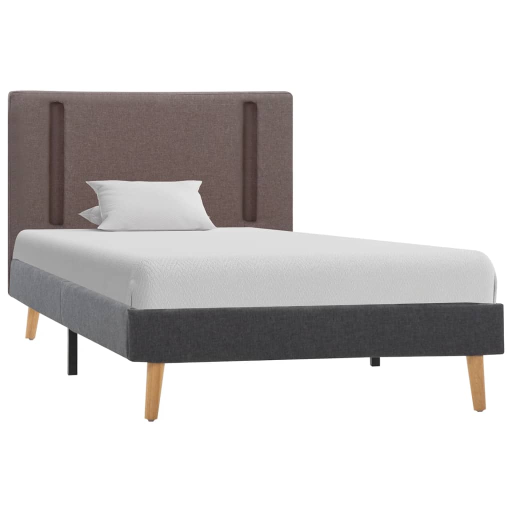 vidaXL Okvir za krevet od tkanine LED smeđesivi i tamnosivi 90x200 cm
