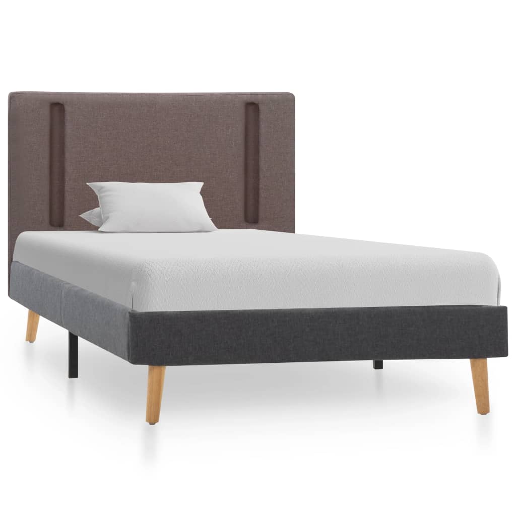 

vidaXL Bedframe met LED stof taupe en donkergrijs 100x200 cm