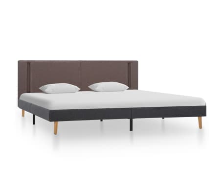 vidaXL Cadre de lit avec LED Taupe et gris foncé Tissu 180 x 200 cm