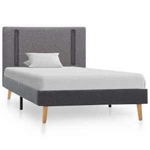 vidaXL Lovos rėmas su LED, šviesiai/tamsiai pilkas, 100x200cm, audinys