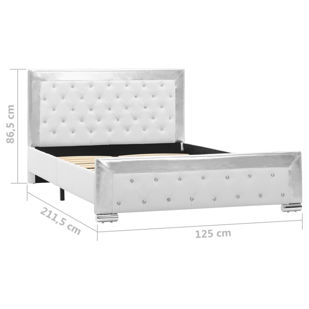 Рамка за легло, бяла, изкуствена кожа, 120x200 cм