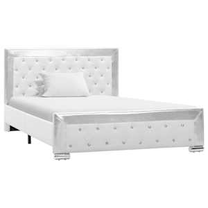 vidaXL Lovos rėmas, baltos spalvos, 120x200cm, dirbtinė oda