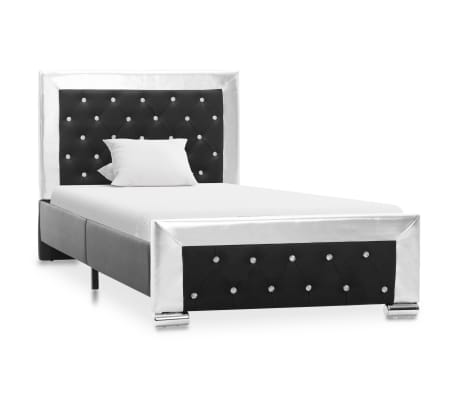 vidaXL Rama łóżka, czarna, sztuczna skóra, 90 x 200 cm