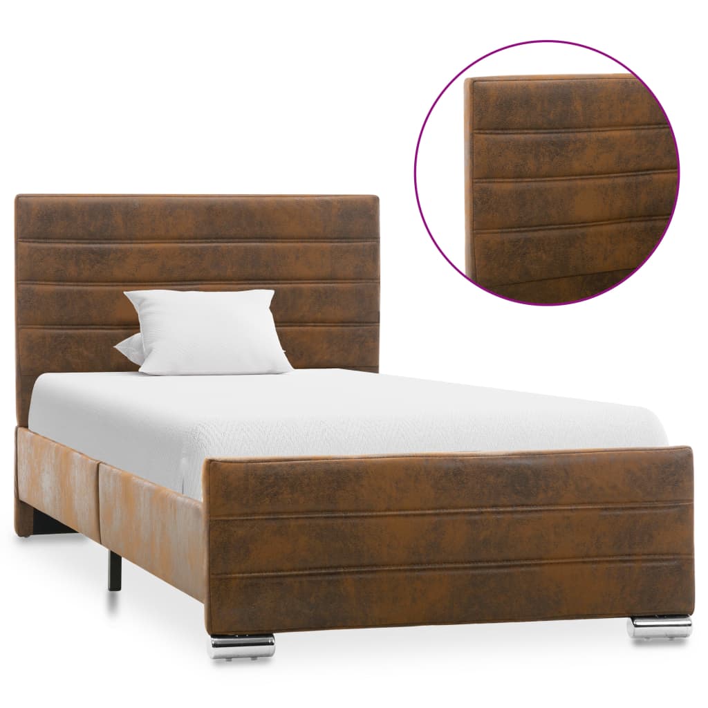 vidaXL Cadru de pat, maro, 100 x 200 cm, piele întoarsă ecologică vidaXL