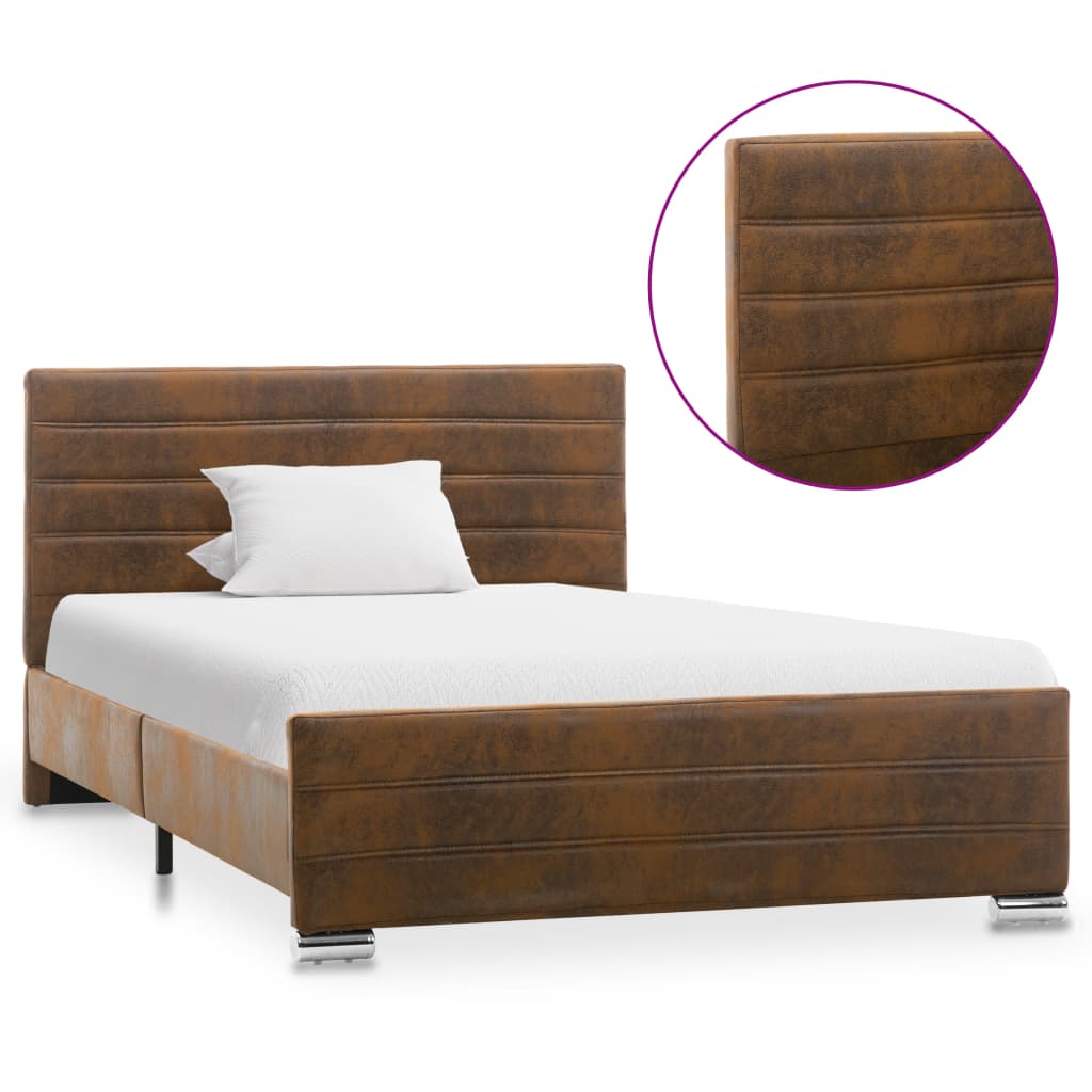 vidaXL Cadru de pat, maro, 120 x 200 cm, piele întoarsă ecologică vidaXL