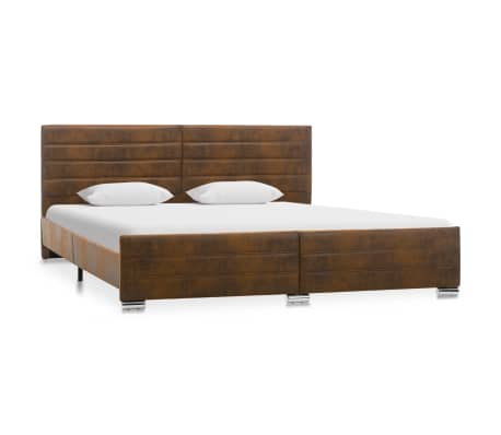 vidaXL Lovos rėmas, rudos spalvos, 160x200cm, dirbtinė versta oda