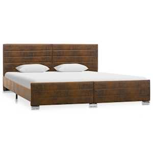 vidaXL Lovos rėmas, rudos spalvos, 180x200cm, dirbtinė versta oda