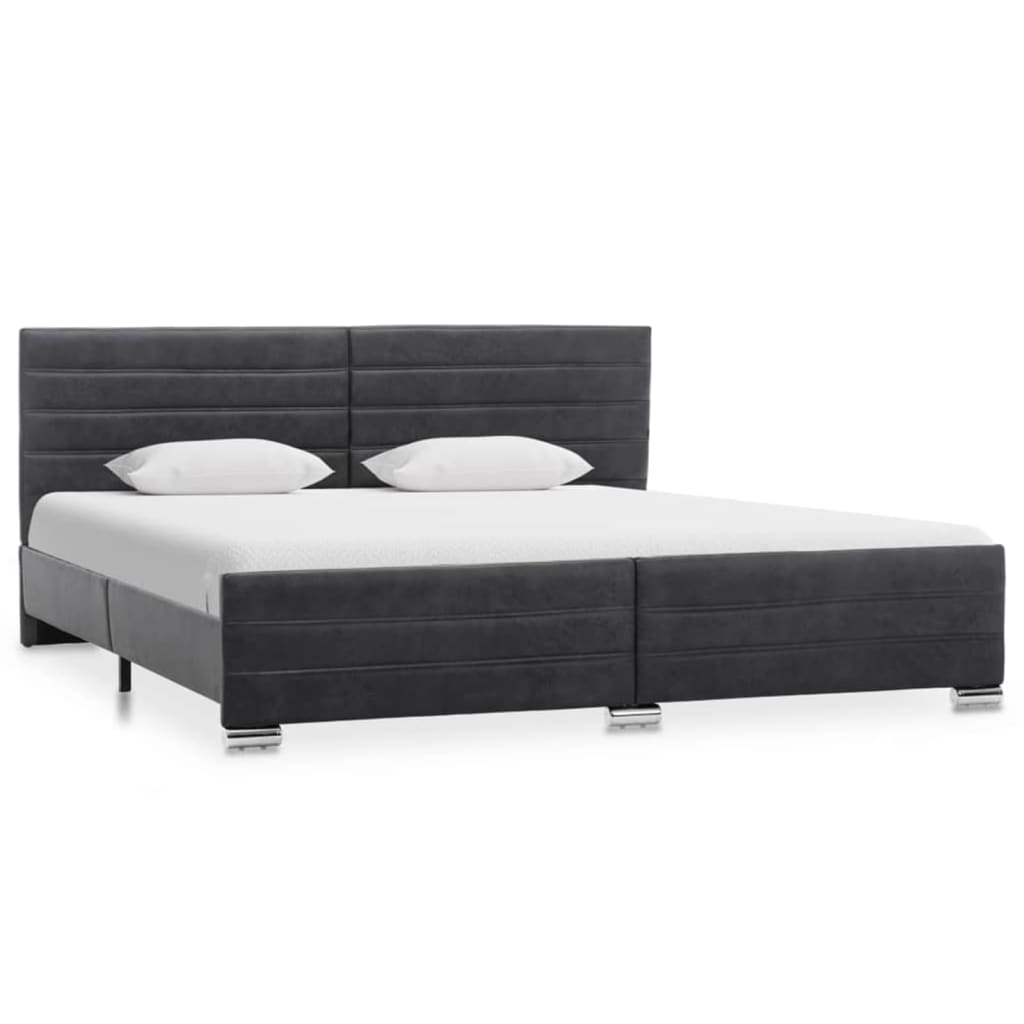 vidaXL Rám postele šedý umělá broušená kůže 160 x 200 cm
