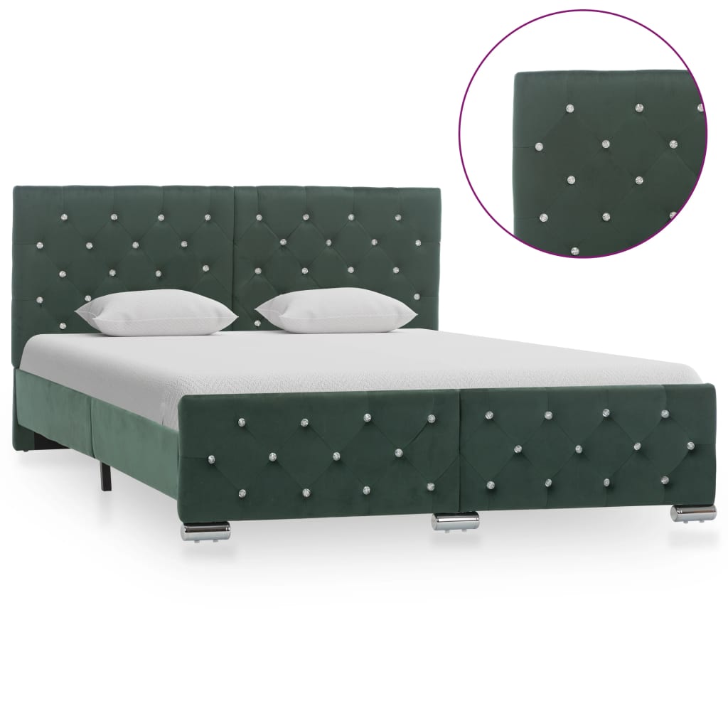 vidaXL Rám postele tmavě zelený textil 140 x 200 cm