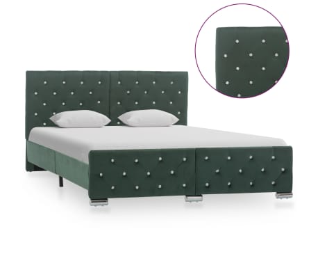 vidaXL Rám postele tmavě zelený textil 140 x 200 cm