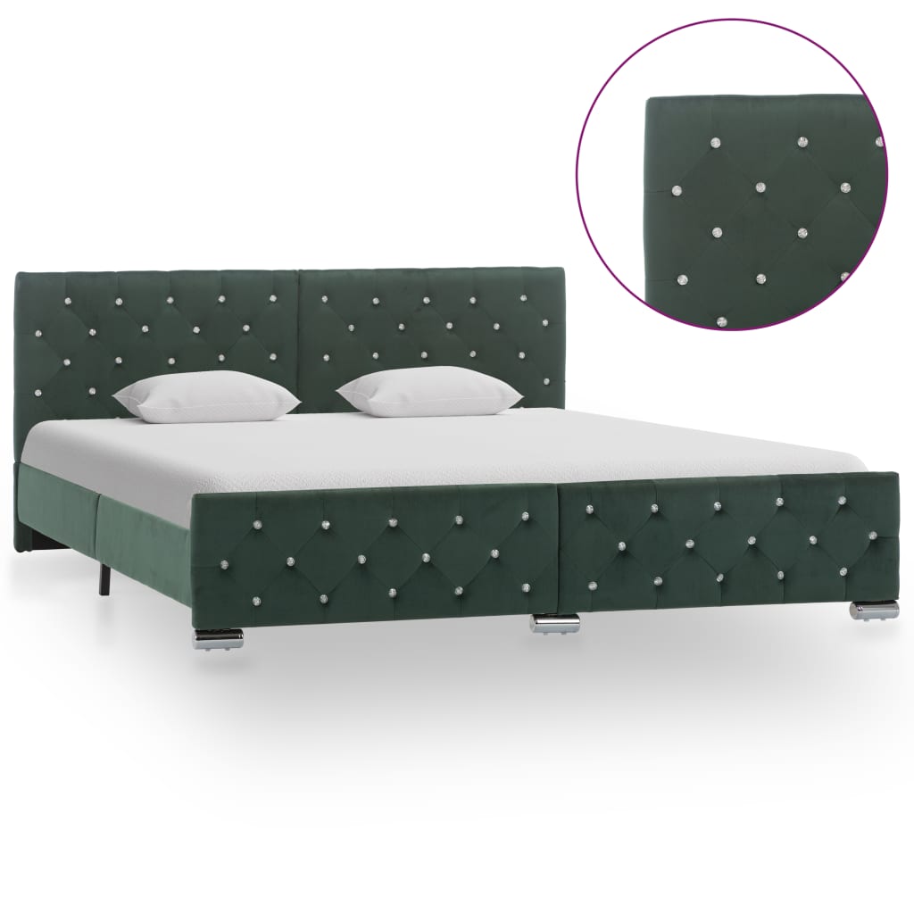 vidaXL Cadru de pat, verde închis, 180 x 200 cm, material textil