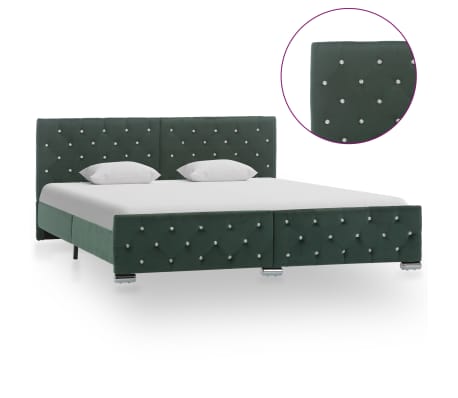 vidaXL Cadru de pat, verde închis, 180 x 200 cm, material textil