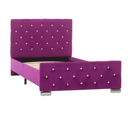 vidaXL Cadre de lit Violet Velours 90x200 cm