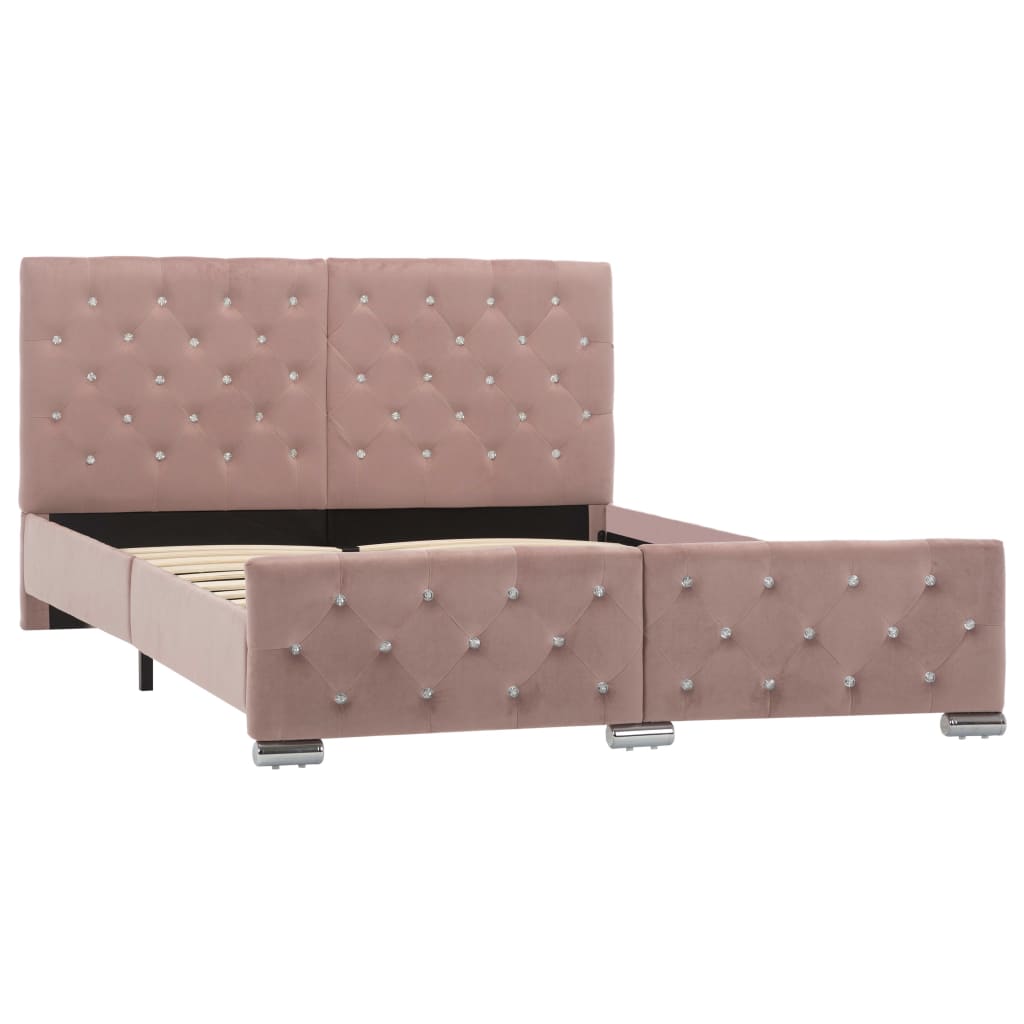 vidaXL Cadru de pat, roz, 140 x 200 cm, catifea