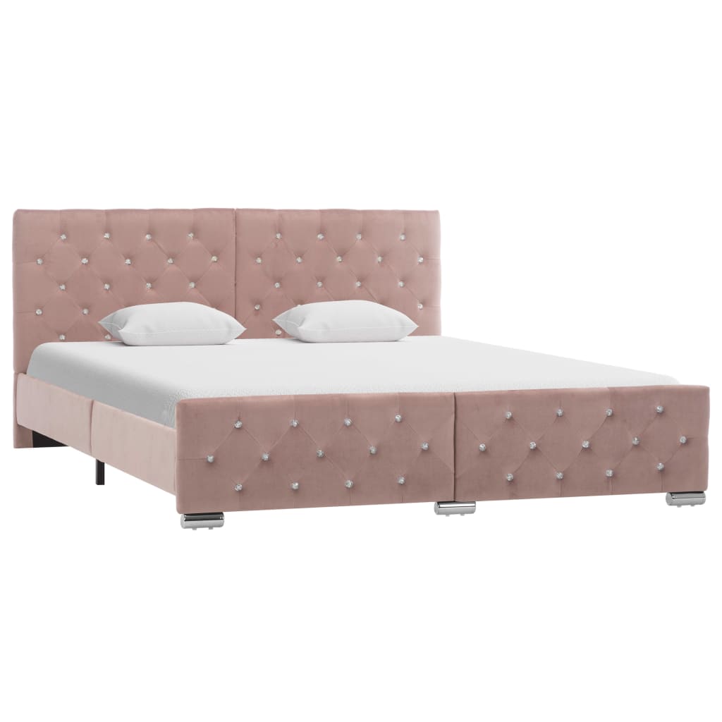 vidaXL Cadru de pat, roz, 160 x 200 cm, catifea